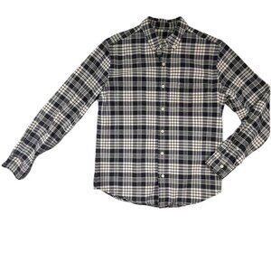 Fossil Button Down Shirt Mens Medium Black White Plaid Long Sleeve Pocket